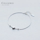 Colusiwei 925 Silver Pentagram Bracelet Box Chain Small Beads