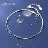 925 Silver Double Layer Snake Chain Anklet for Women