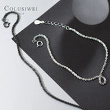 925 Sterling Silver Shining Gypsophila Charm Bracelet Adjustable Bangle