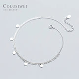 Colusiwei 925 Sterling Silver Double Layer Anklets Foot Jewelry