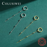 925 Silver Long Tassel Chain Bead Hoop Earrings