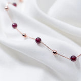Colusiwei Garnet Choker Necklace 925 Sterling Silver Rose Jewelry