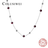 Colusiwei Garnet Choker Necklace 925 Sterling Silver Rose Jewelry