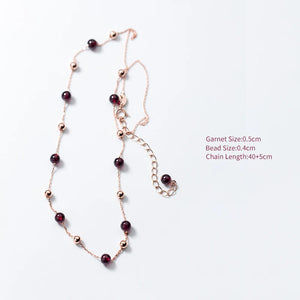 Colusiwei Garnet Choker Necklace 925 Sterling Silver Rose Jewelry