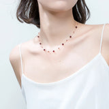 Colusiwei Garnet Choker Necklace 925 Sterling Silver Rose Jewelry