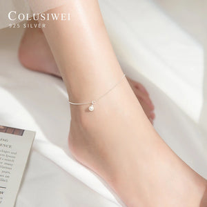 Colusiwei 925 Silver Beads Anklet for Women