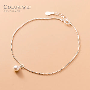 Colusiwei 925 Silver Beads Anklet for Women