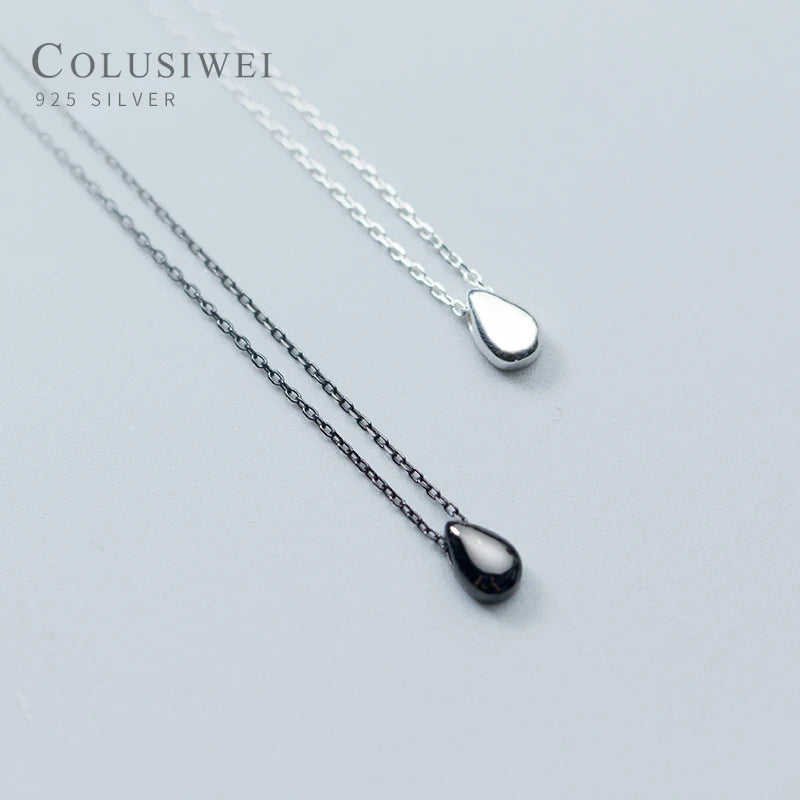 Colusiwei Arrival 925 Silver Water Drop Geometric Pendant Necklace
