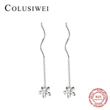 925 Silver Frangipani Chain Drop Earrings for Women