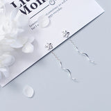 925 Silver Frangipani Chain Drop Earrings for Women