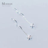 925 Silver Frangipani Chain Drop Earrings for Women