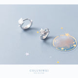 925 Silver Fox Hoop Earrings CZ Fine Jewelry Women Accessories