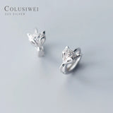 925 Silver Fox Hoop Earrings CZ Fine Jewelry Women Accessories