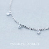 925 Silver Beads Anklets for Ankle Female Jewelry