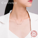 Colusiwei Silver Rose Stackable Hollow Heart Pendant Necklace