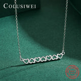 Colusiwei Silver Rose Stackable Hollow Heart Pendant Necklace