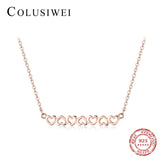 Colusiwei Silver Rose Stackable Hollow Heart Pendant Necklace