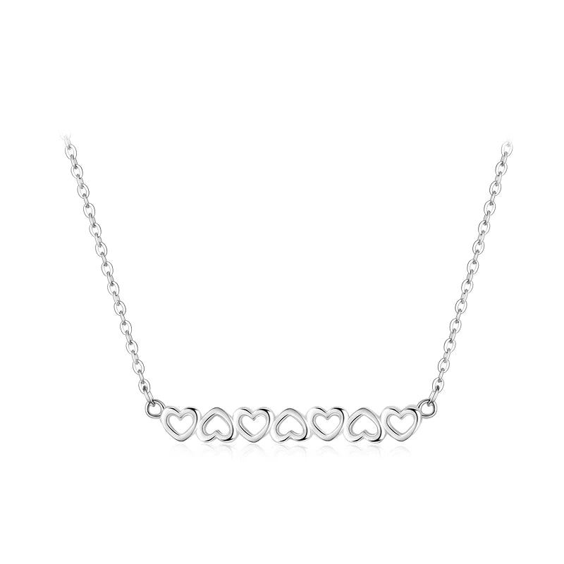 Colusiwei Silver Rose Stackable Hollow Heart Pendant Necklace
