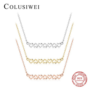Colusiwei Silver Rose Stackable Hollow Heart Pendant Necklace