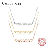 Colusiwei Silver Rose Stackable Hollow Heart Pendant Necklace