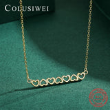 Colusiwei Silver Rose Stackable Hollow Heart Pendant Necklace