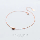 Silver Heart Anklets 925 Sterling Silver Rose Foot Jewelry Bracelet