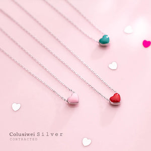 Colusiwei Silver Heart Necklace 925 Sterling Silver Korea Style