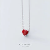 Colusiwei Silver Heart Necklace 925 Sterling Silver Korea Style