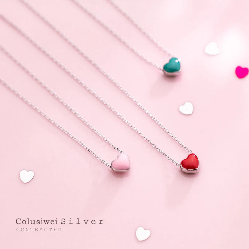 Colusiwei Silver Heart Necklace 925 Sterling Silver Korea Style