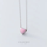 Colusiwei Silver Heart Necklace 925 Sterling Silver Korea Style