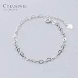 Colusiwei 925 Silver Heart Bracelet for Women Anti-allergy Jewelry