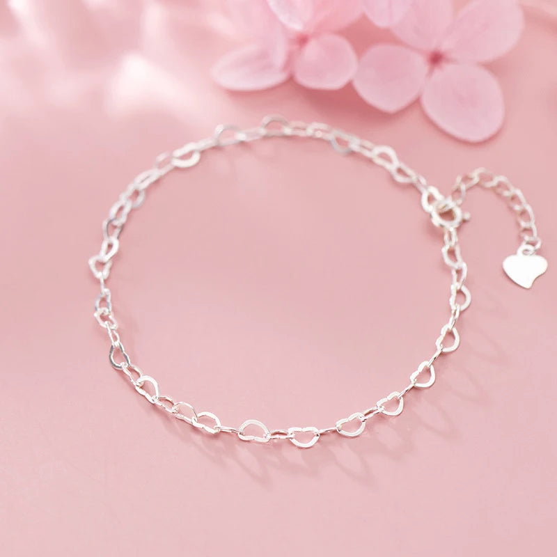 Colusiwei 925 Silver Heart Bracelet for Women Anti-allergy Jewelry