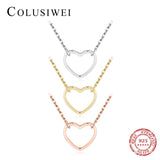 Colusiwei Silver Rose Heart Pendant Necklace for Women Girl