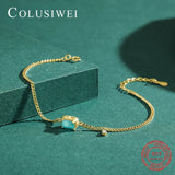 Vintage Tourmaline Chain Bracelet 925 Silver Adjustable Women's Jewelry