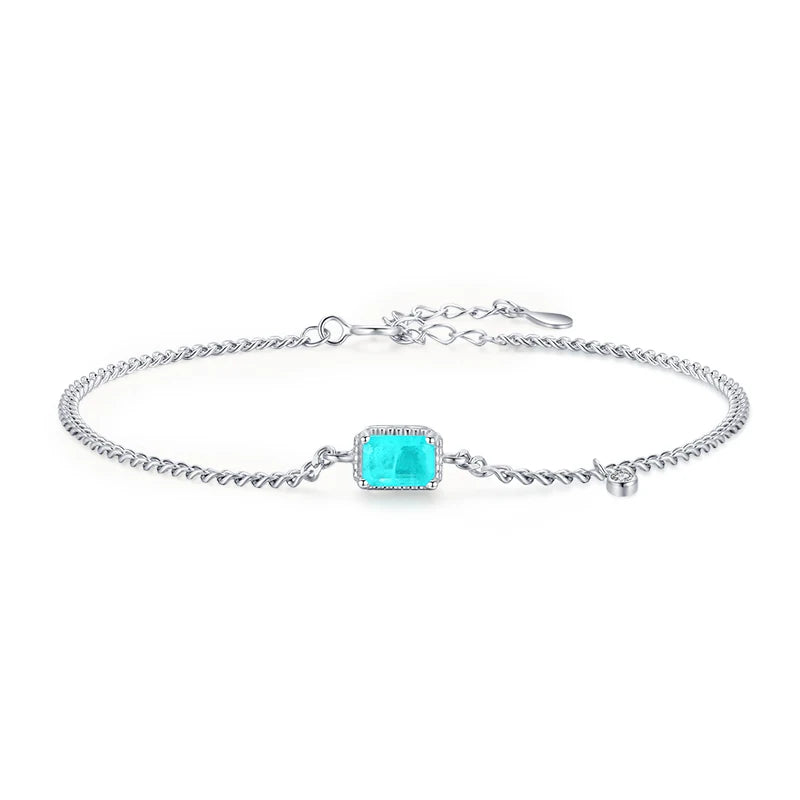 Vintage Tourmaline Chain Bracelet 925 Silver Adjustable Women's Jewelry