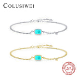 Vintage Tourmaline Chain Bracelet 925 Silver Adjustable Women's Jewelry