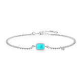 Vintage Tourmaline Chain Bracelet 925 Silver Adjustable Women's Jewelry