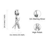 925 Sterling Silver Comb And Scissors Pendant Charms for Bracelet