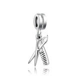 925 Sterling Silver Comb And Scissors Pendant Charms for Bracelet