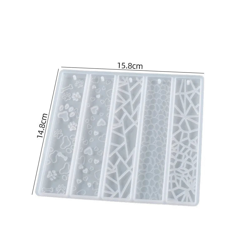 Combination Bookmark Resin Silicone Mold Cat's Paw Love Flower Leaves Epoxy Mold