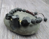 Tourmalines Point Beads Volcanic Round Bracelet
