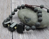 Tourmalines Point Beads Volcanic Round Bracelet