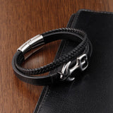 Small Accessories Stainless Steel Men's Leather Anchor Bracelet