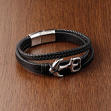 Small Accessories Stainless Steel Men's Leather Anchor Bracelet