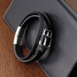 Small Accessories Stainless Steel Men's Leather Anchor Bracelet