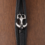 Small Accessories Stainless Steel Men's Leather Anchor Bracelet