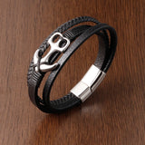 Small Accessories Stainless Steel Men's Leather Anchor Bracelet