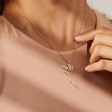 Vertical Floral Name Necklace Rose Jewelry Mothers Gift