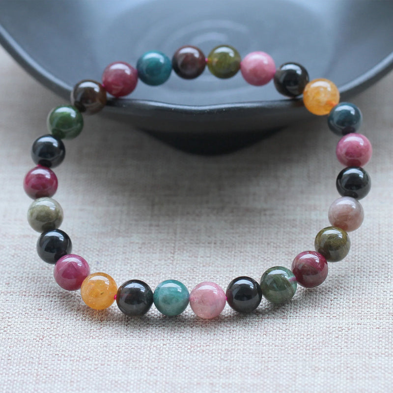 Natural Tourmaline Bracelet Woman Old Mine Candy Coloured Tourmaline Crystal