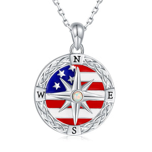 Compass Flag Spin Necklace 925 Sterling Silver Nautical Dream Jewelry